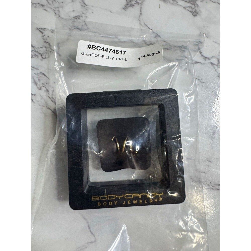 Body Candy 18g Gold Stainless Steel Hinged Nose Hoop Ring Round